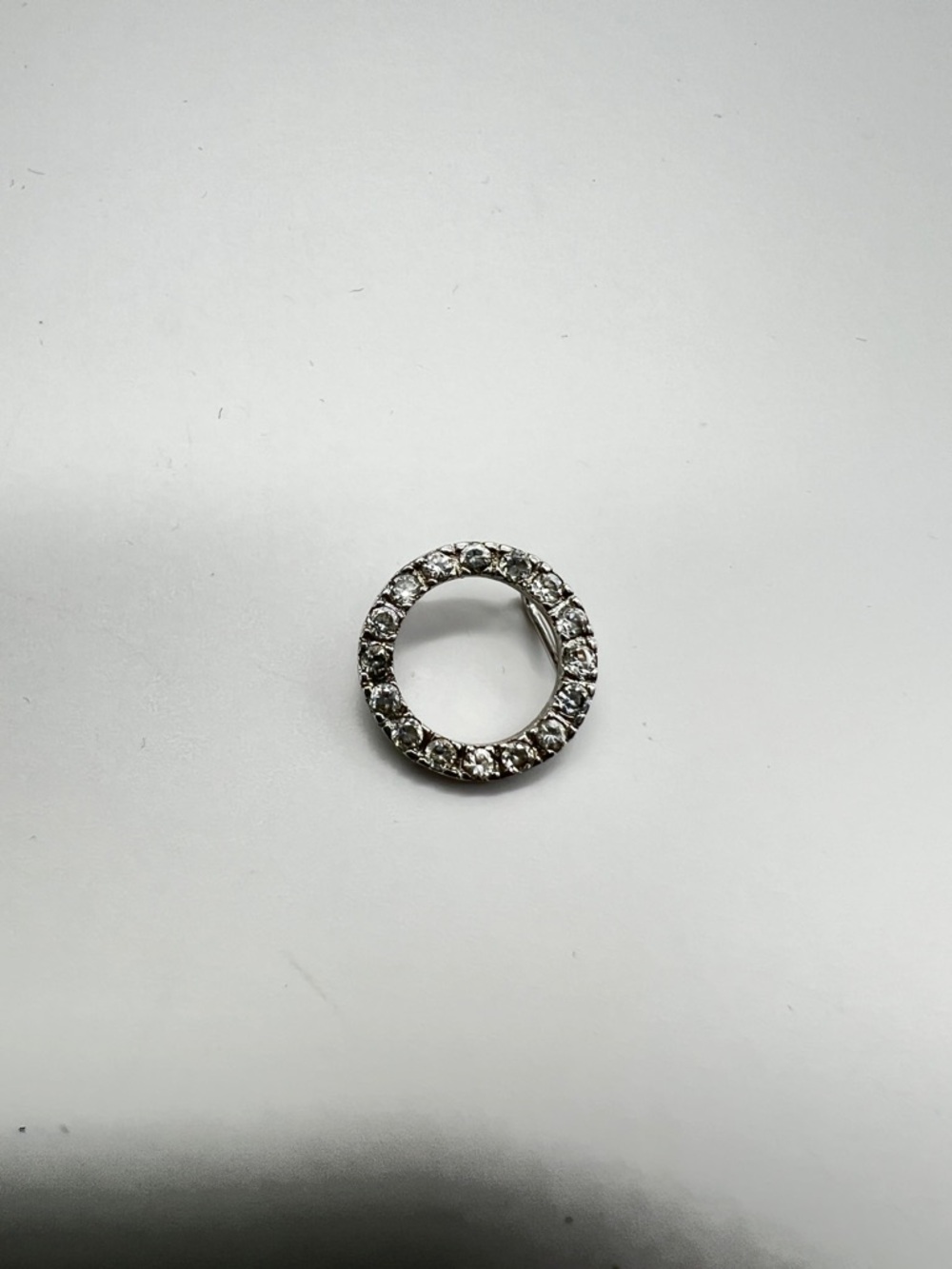 Sterling Silver CZ Circle Pendant • Clear Stones • 925 • Minimalist